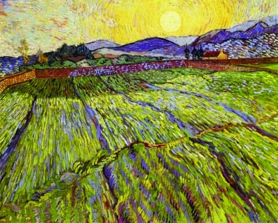 日出时的田野(油画) 1889年 梵高